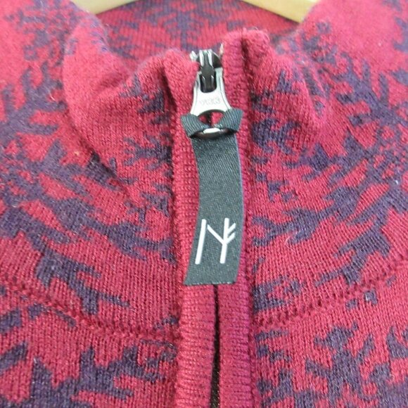 Neve Women Full Zip Sweater M Red Merino Wool Snowflake Maya Performance 292 - Picture 6 of 9
